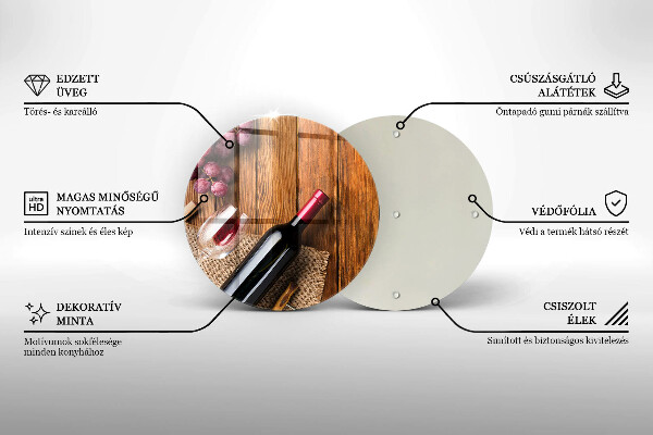 Chopping board glass A bottle of red wine