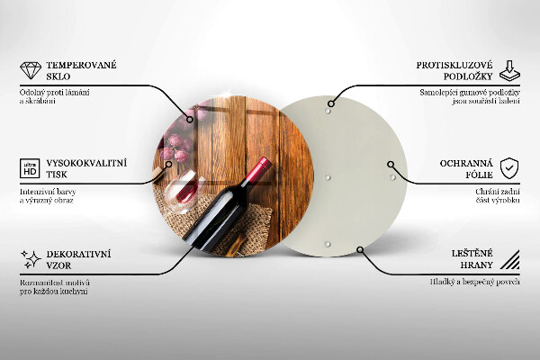 Chopping board glass A bottle of red wine