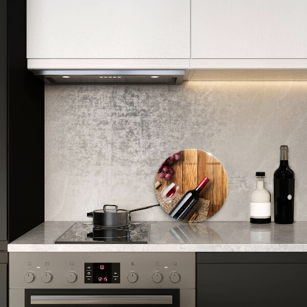 Chopping board glass A bottle of red wine