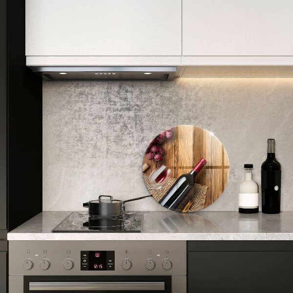 Chopping board glass A bottle of red wine
