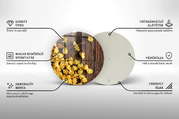 Chopping board glass Pasta on a table