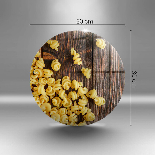 Chopping board glass Pasta on a table