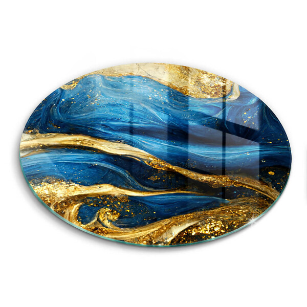 Chopping board glass Blue-gold marble