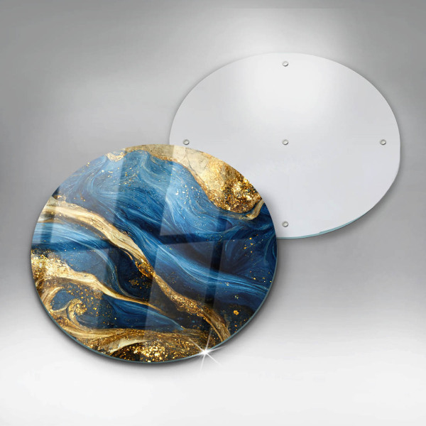 Chopping board glass Blue-gold marble