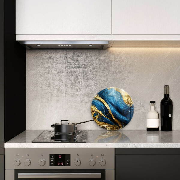 Chopping board glass Blue-gold marble