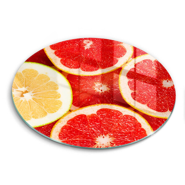 Chopping board glass Grapefruit slices