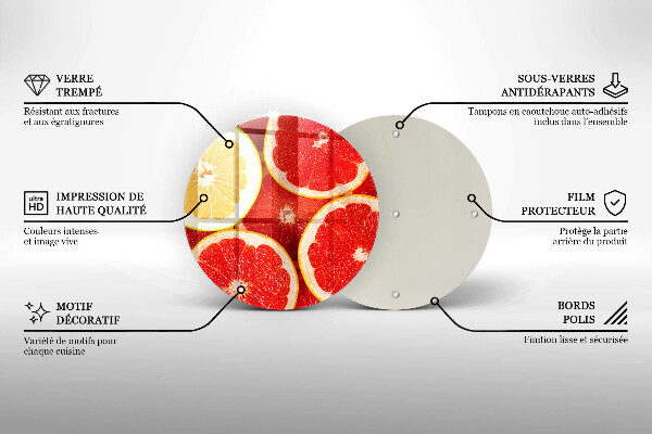 Chopping board glass Grapefruit slices