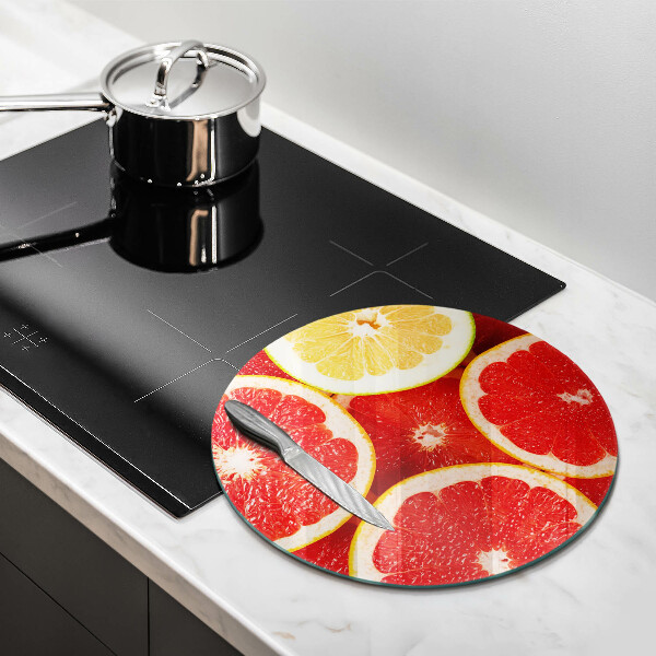 Chopping board glass Grapefruit slices