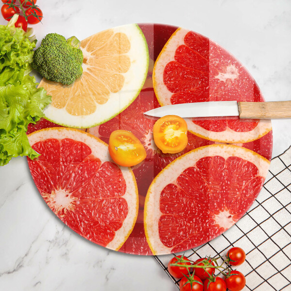 Chopping board glass Grapefruit slices