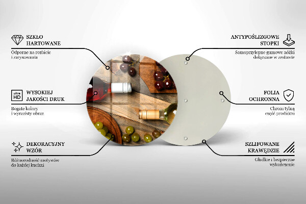 Chopping board glass Bottles of wine and grapes