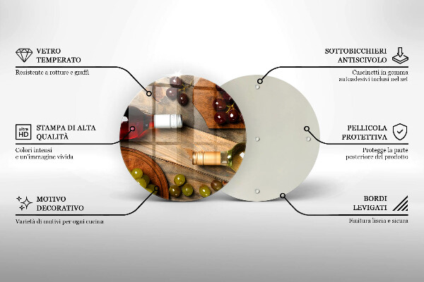 Chopping board glass Bottles of wine and grapes