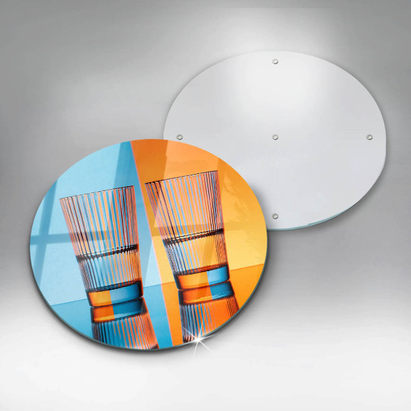 Chopping board glass Two glasses of water