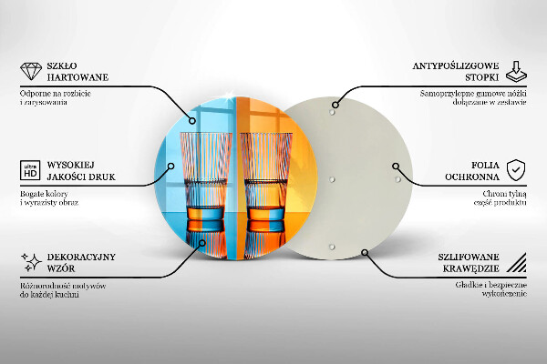 Chopping board glass Two glasses of water