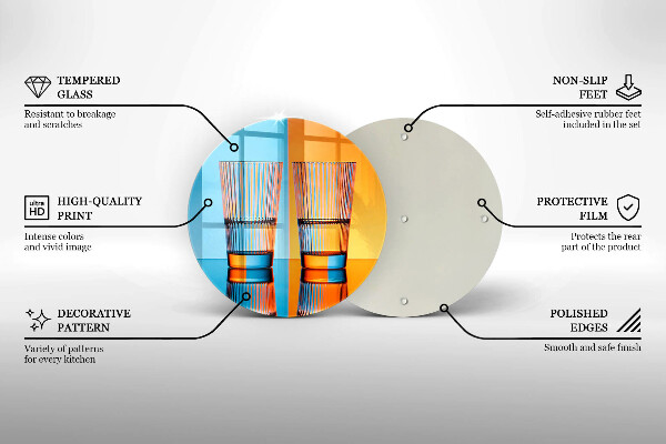 Chopping board glass Two glasses of water