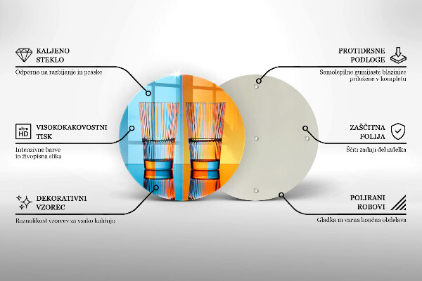 Chopping board glass Two glasses of water