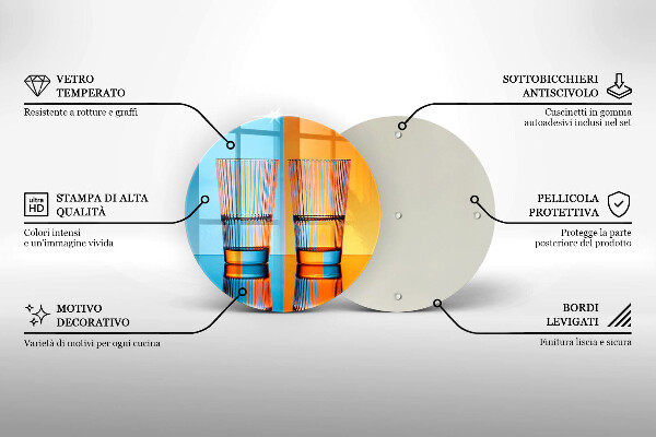 Chopping board glass Two glasses of water