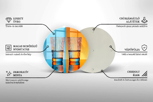 Chopping board glass Two glasses of water