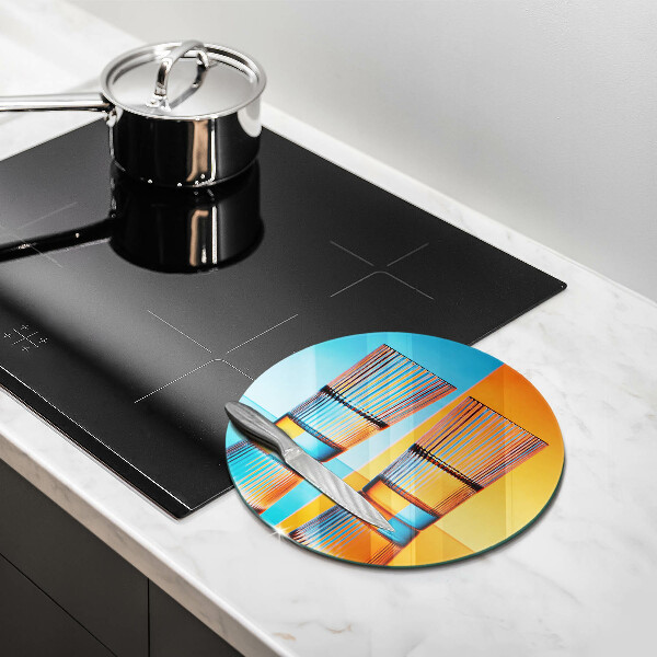 Chopping board glass Two glasses of water