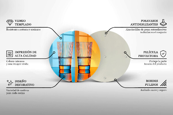 Chopping board glass Two glasses of water