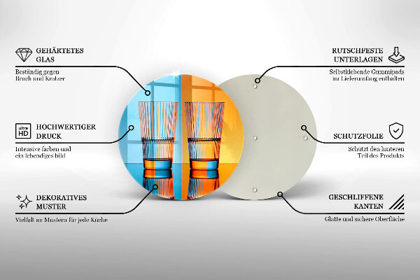 Chopping board glass Two glasses of water