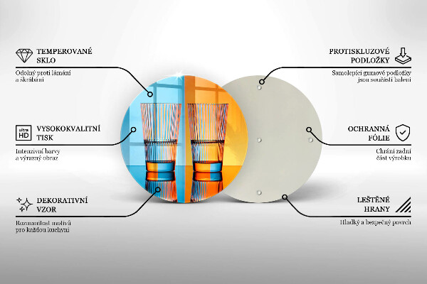 Chopping board glass Two glasses of water