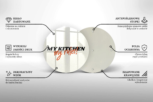 Chopping board glass The inscription My Kitchen My Rules