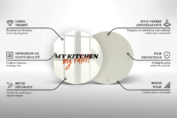 Chopping board glass The inscription My Kitchen My Rules