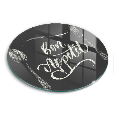 Chopping board glass The inscription Bon Appetit