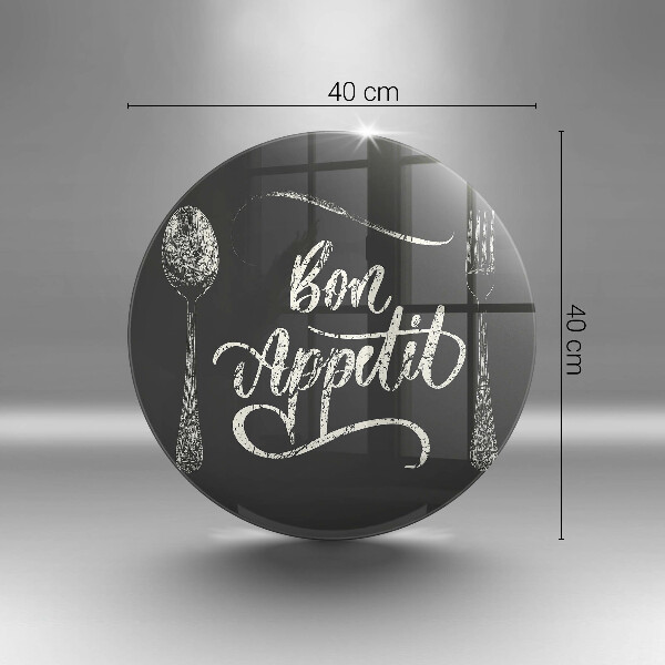 Chopping board glass The inscription Bon Appetit