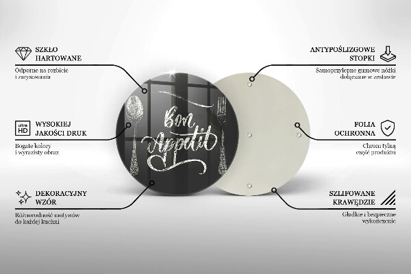 Chopping board glass The inscription Bon Appetit