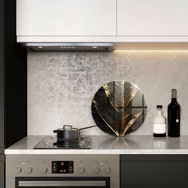 Chopping board glass Golden leaf