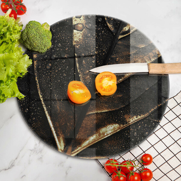 Chopping board glass Golden leaf