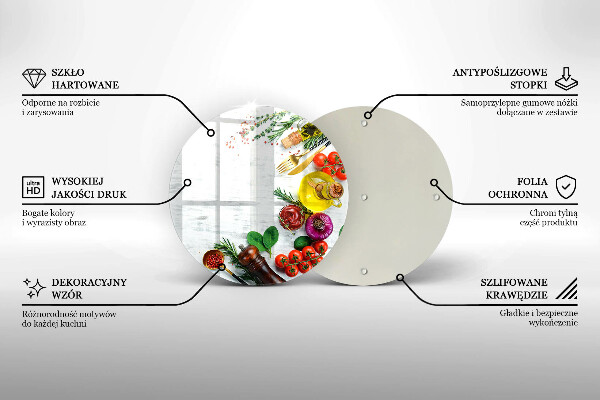 Chopping board glass Vegetables and spices