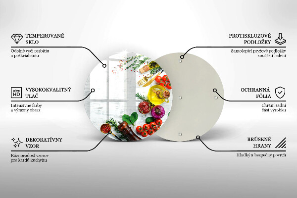 Chopping board glass Vegetables and spices