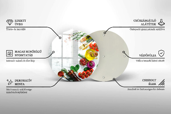 Chopping board glass Vegetables and spices