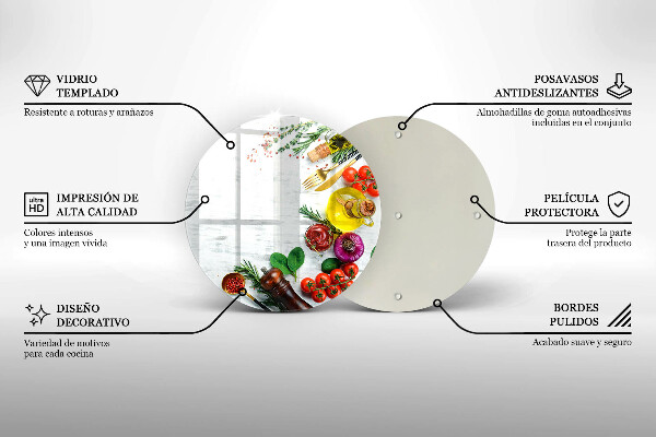 Chopping board glass Vegetables and spices