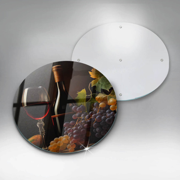 Chopping board glass A glass of wine and grapes