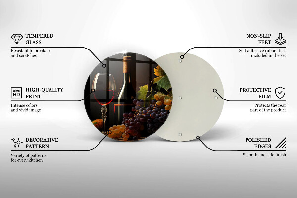 Chopping board glass A glass of wine and grapes