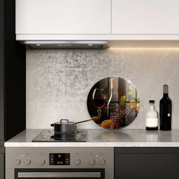 Chopping board glass A glass of wine and grapes