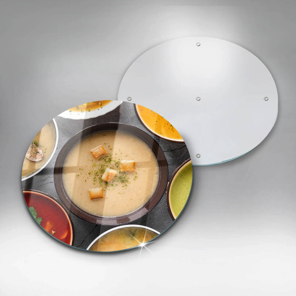 Chopping board glass Colorful soups