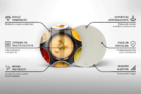 Chopping board glass Colorful soups