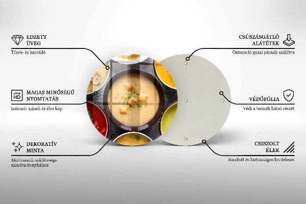 Chopping board glass Colorful soups