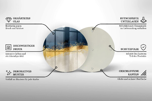 Glass worktop saver Abstraction gold