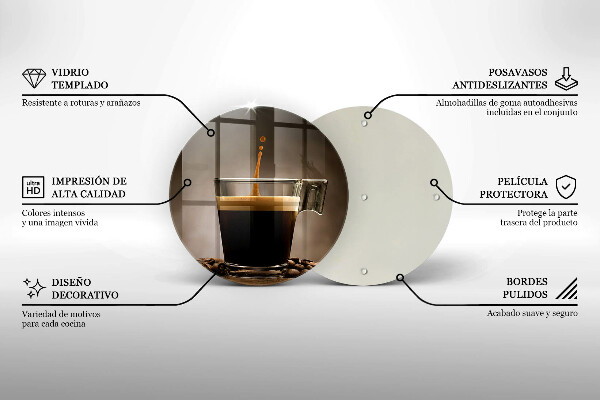 Cutting board Glass and coffee beans