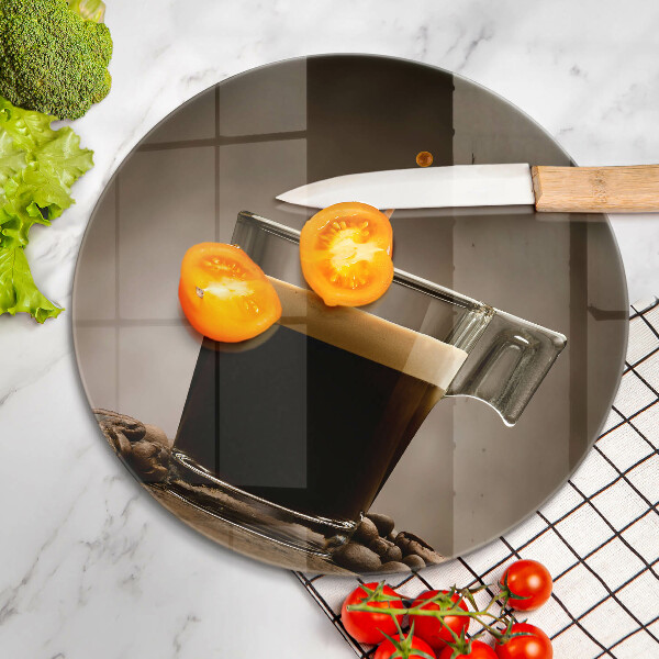Cutting board Glass and coffee beans