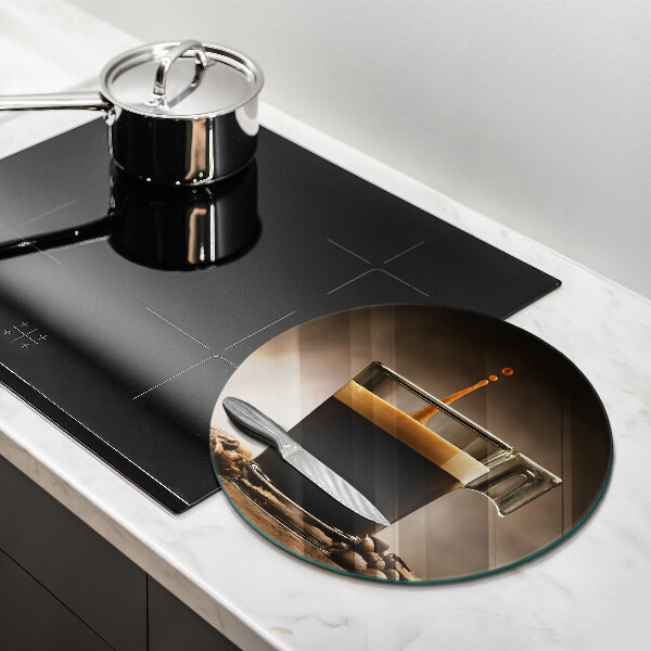 Cutting board Glass and coffee beans