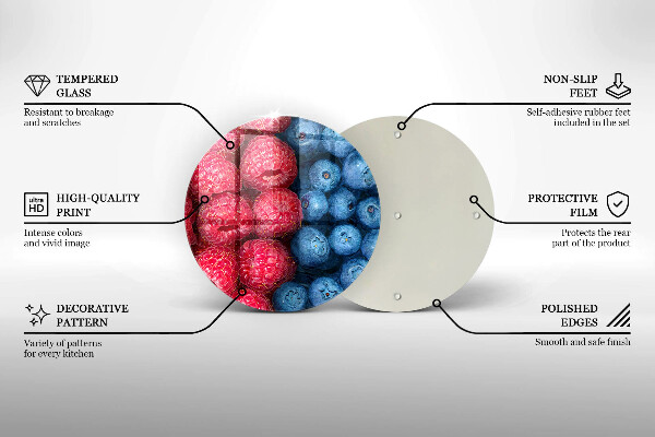 Cutting board Fruit of raspberry and blueberries