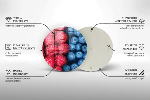 Cutting board Fruit of raspberry and blueberries