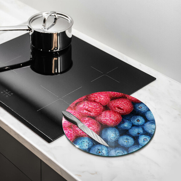 Cutting board Fruit of raspberry and blueberries