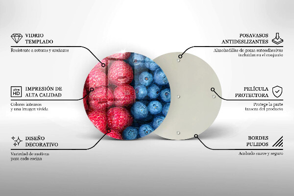 Cutting board Fruit of raspberry and blueberries